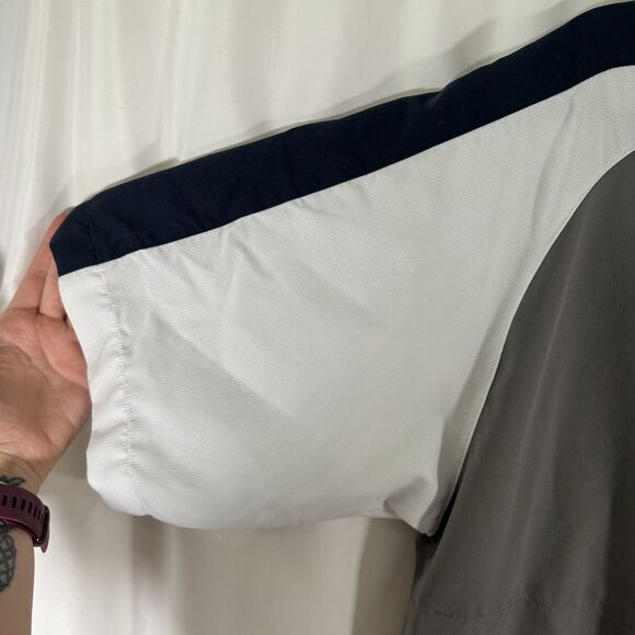 Footjoy Golf Jacket Men's Medium Grey Short Sleeve Zip Pockets 1/4 Zip Nicholas - Picture 7 of 12